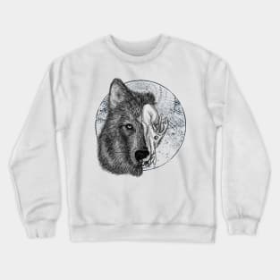 Wolf Skull Black and White Crewneck Sweatshirt